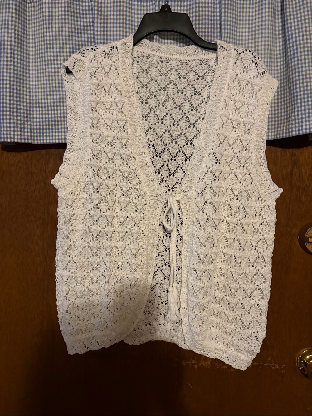 SHEIN White Crochet Openwork Tie Vest